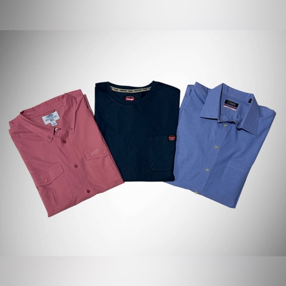 Mens XL Shirts (three) AFTCO  Wrangler and Chaps Bundle of Three Shirt  New! - Picture 2 of 15